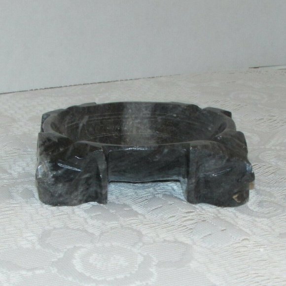 Vintage Carved Stone or Marble Alabaster Ashtray Soap Dish Trinket Holder - Picture 7 of 12